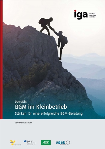 Titelbild der Arbeitshilfe: Zwei Personen erklimmen gemeinsam einen Berggipfel und geben sich gegenseitig Hilfestellung.